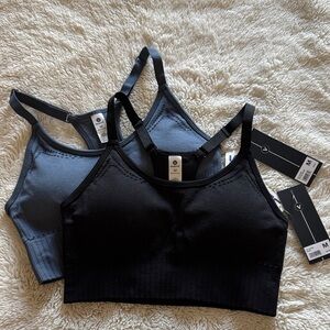 Women's Black and Gray Seamless Bralette Set